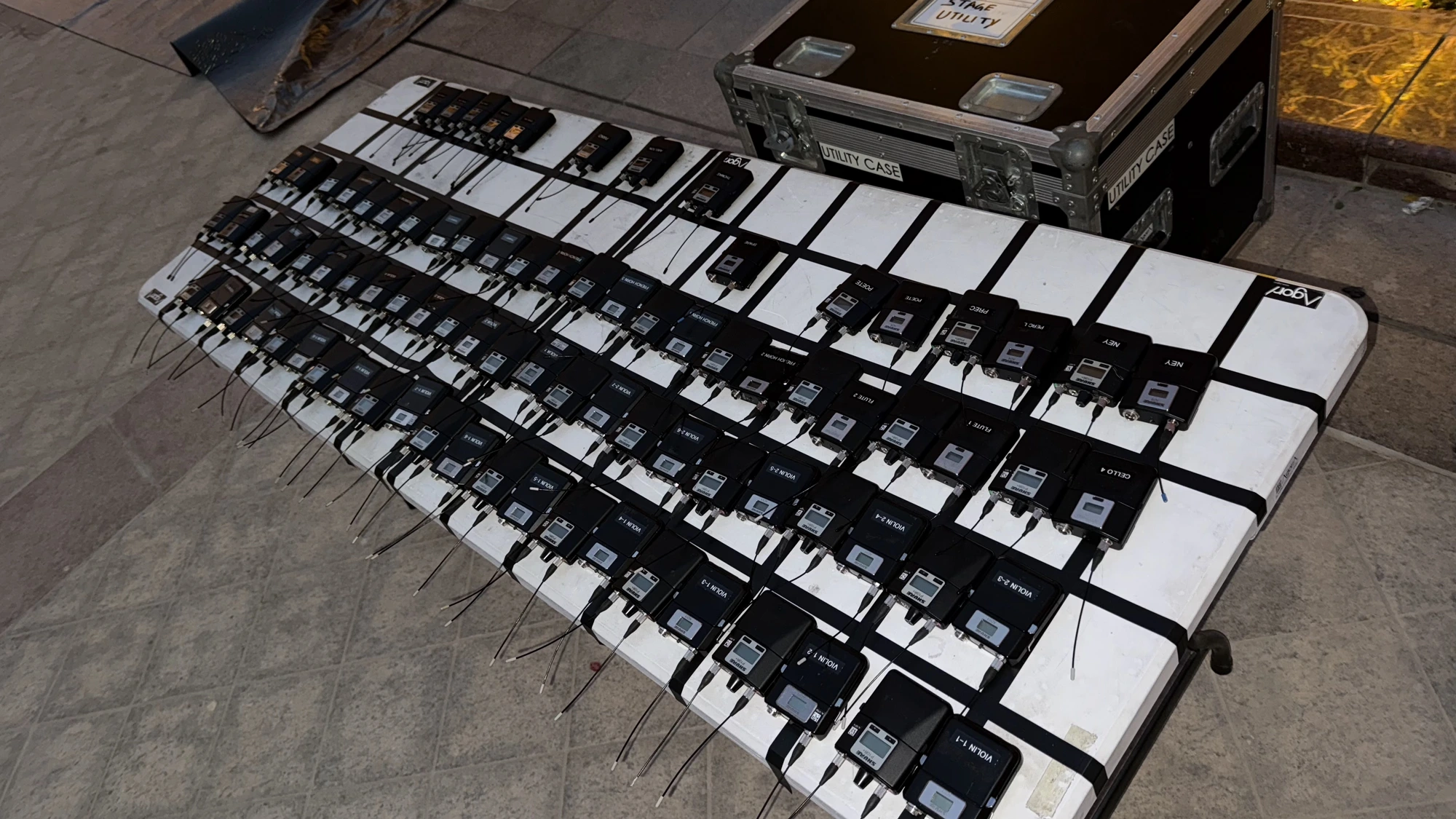 Wireless RF coordination — instrument-tagged prep for orchestra shows